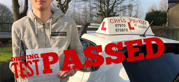 Congratulations Chris Hull of Cononley for Passing Your Driving Test